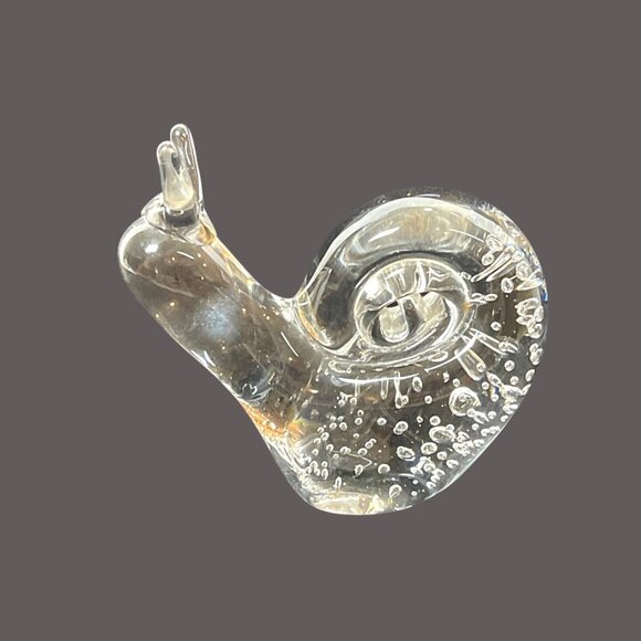 Garden Snail Escargot Paperweight Handmade Clear Art Glass Décor figurine VTG - Picture 5 of 9